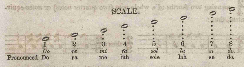 Diagram of the scale illustrating ways to name its notes.